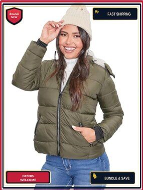 Women's Long Puffer Jacket with Detachable Sherpa Hood